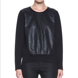 Helmut Lang leather front sweatshirt Sz S